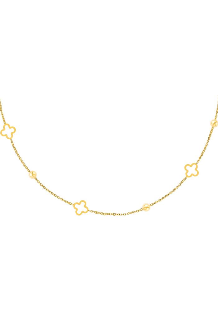 Necklace open clovers Gold Stainless Steel 